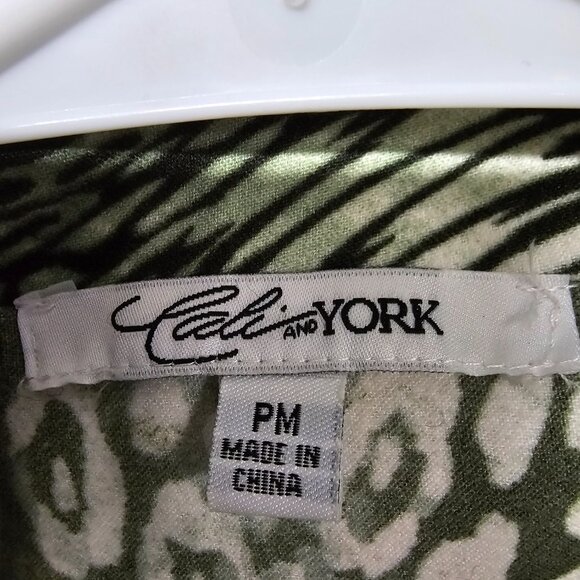 Vintage Cali & York Vest Leopard Mock Neck Zip Green Grunge Punk PM - Picture 9 of 13